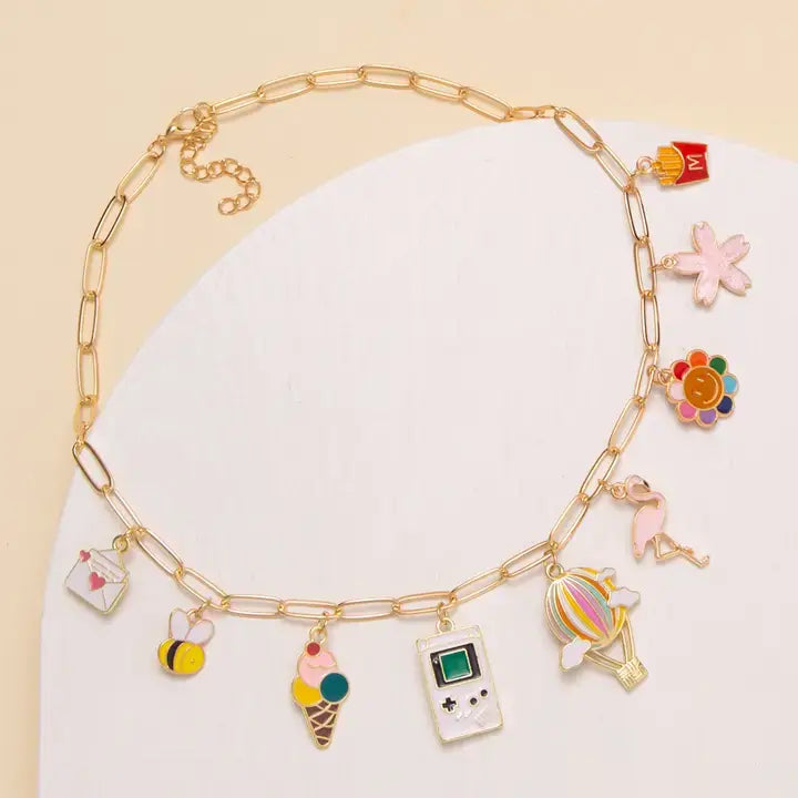 80's Nostalgia Enamel Charm Necklace