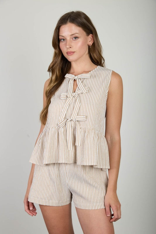 Tan Stripe Top