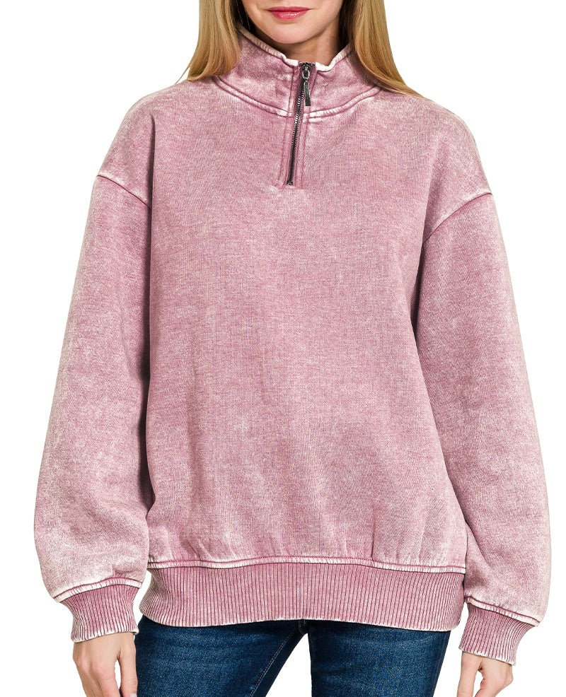 Rose Half Zip Sweatshirt