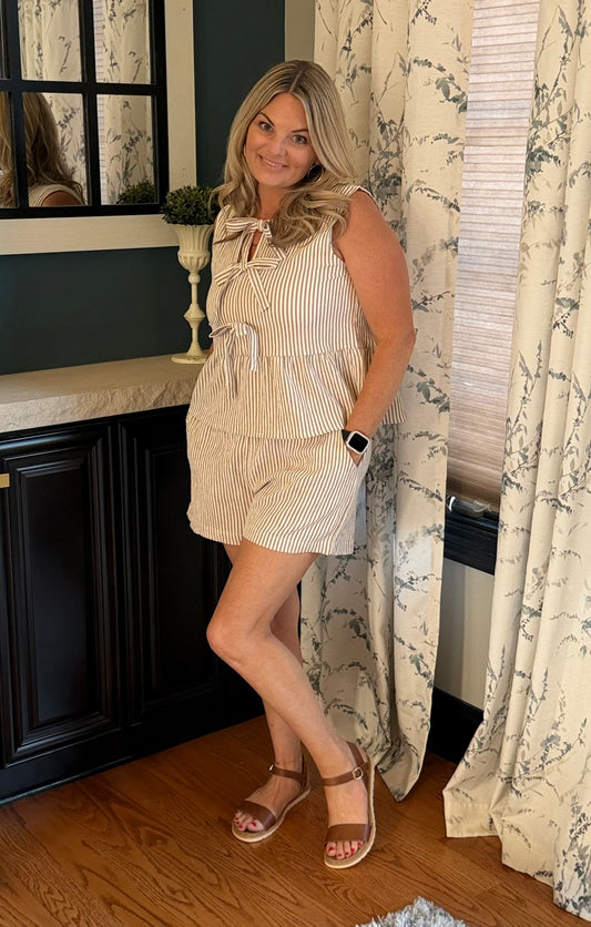 Tan Stripe Top