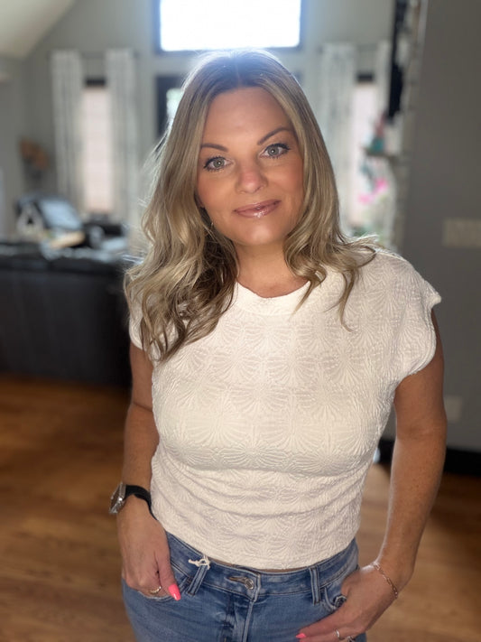 Embossed White Top