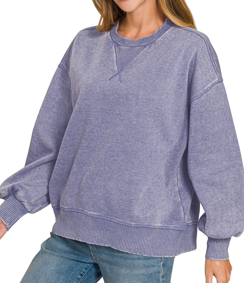 Blue Acid Wash Sweatshirt