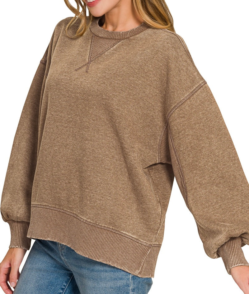 Brown Acid Wash Sweatshirt