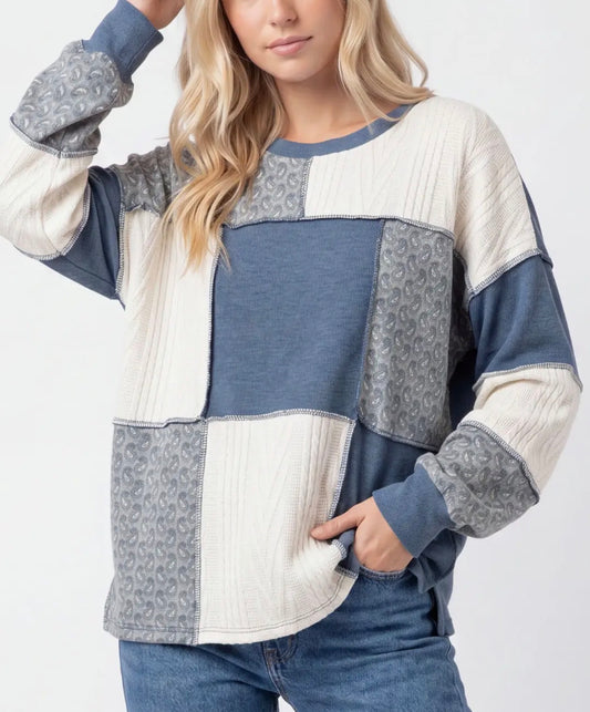 Blue Patchwork Top