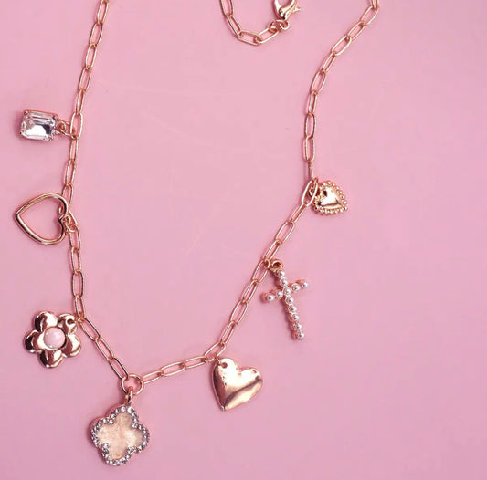 Gold Flower Charm Necklace