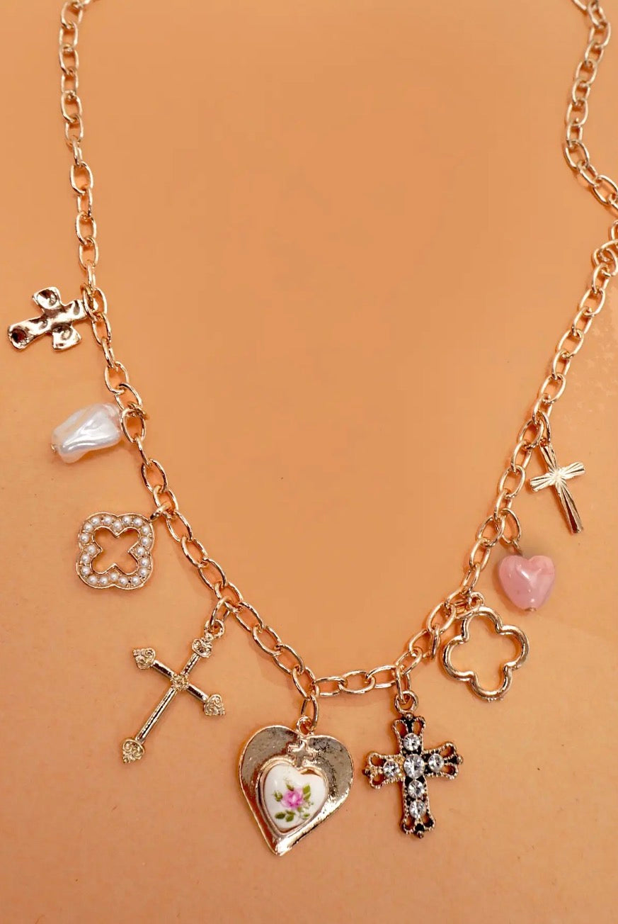 Pink Heart Charm Necklace