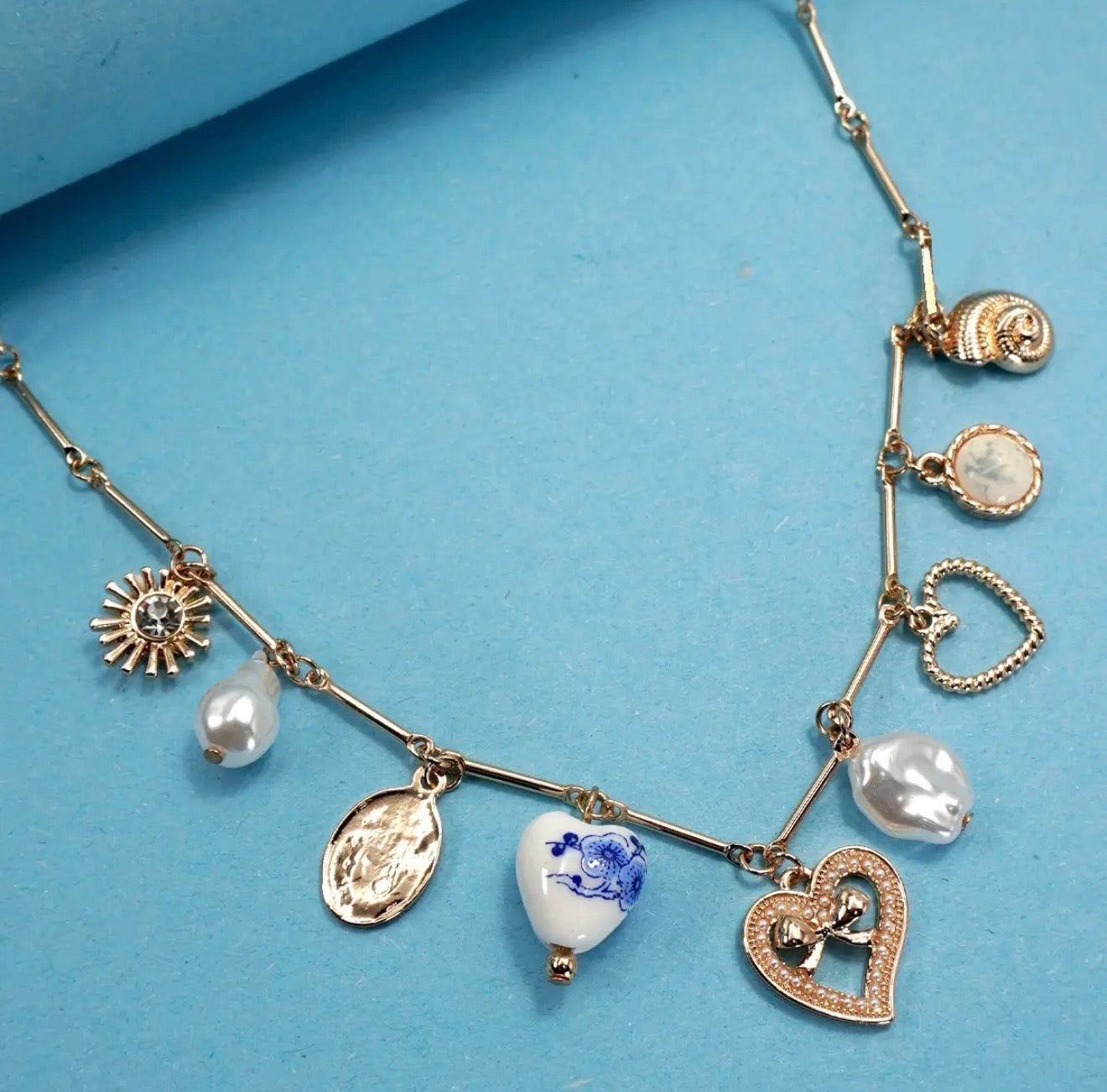 Porcelain Blue Charm Necklace