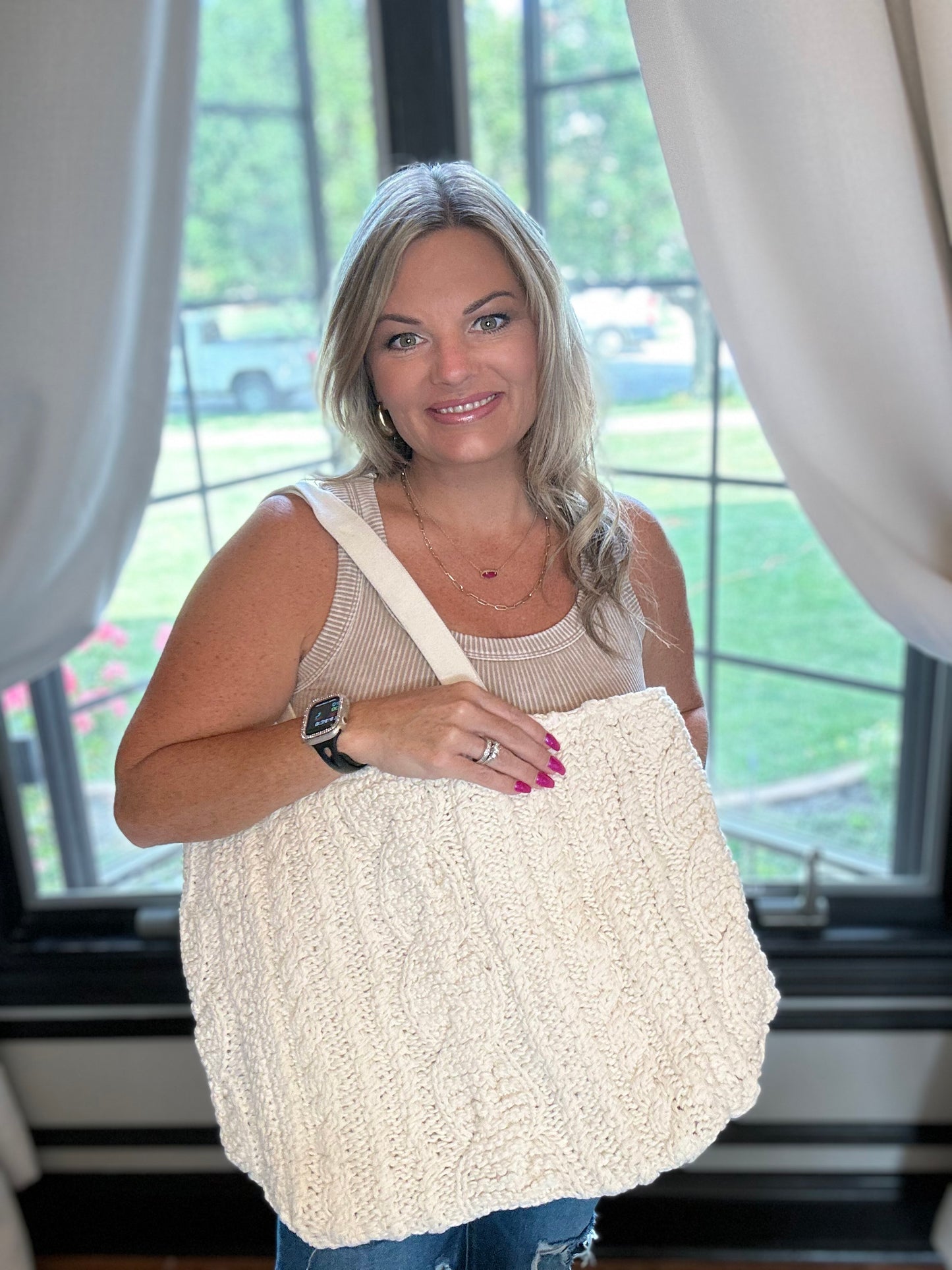 Cable Knit Tote
