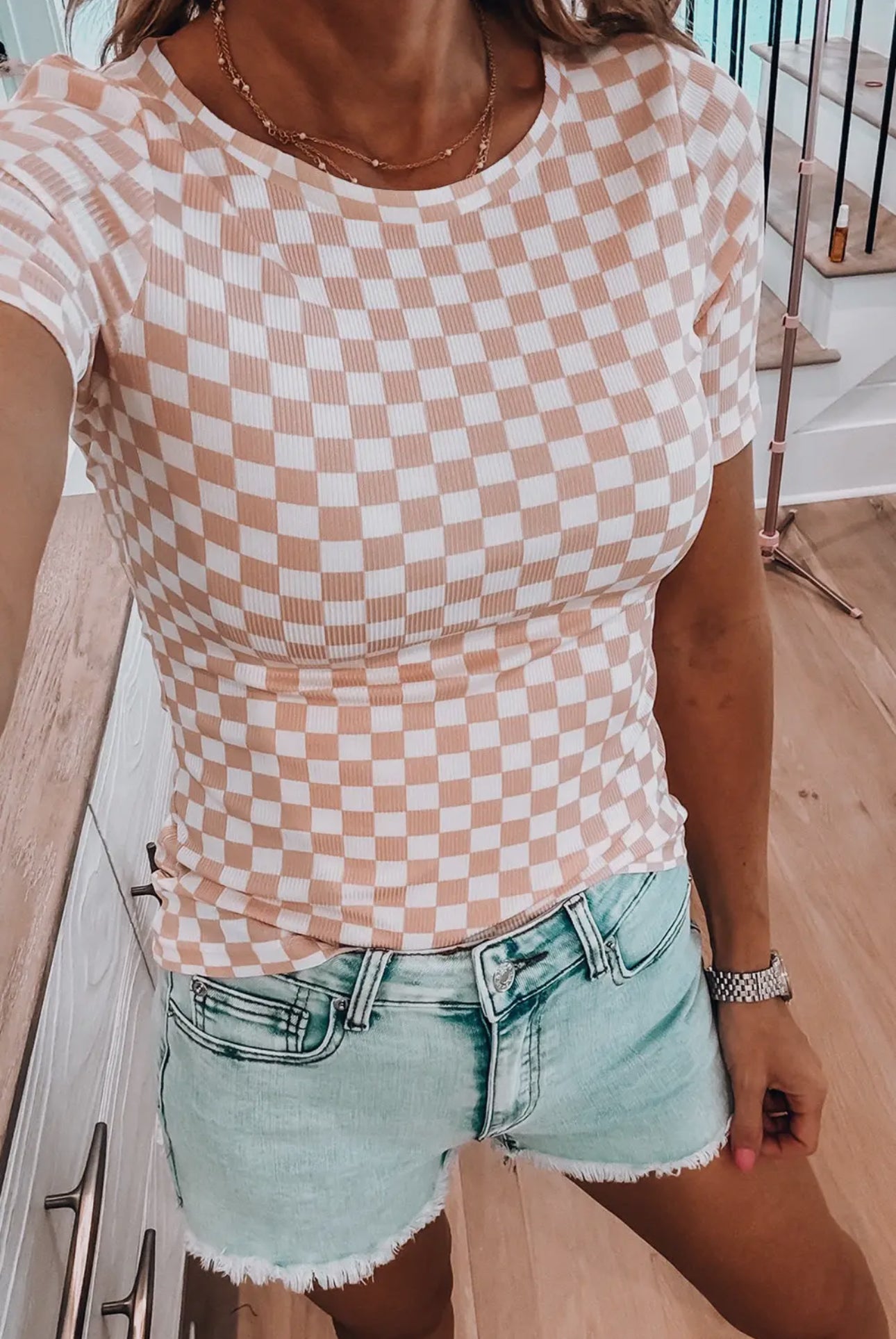 Pink Checker Top