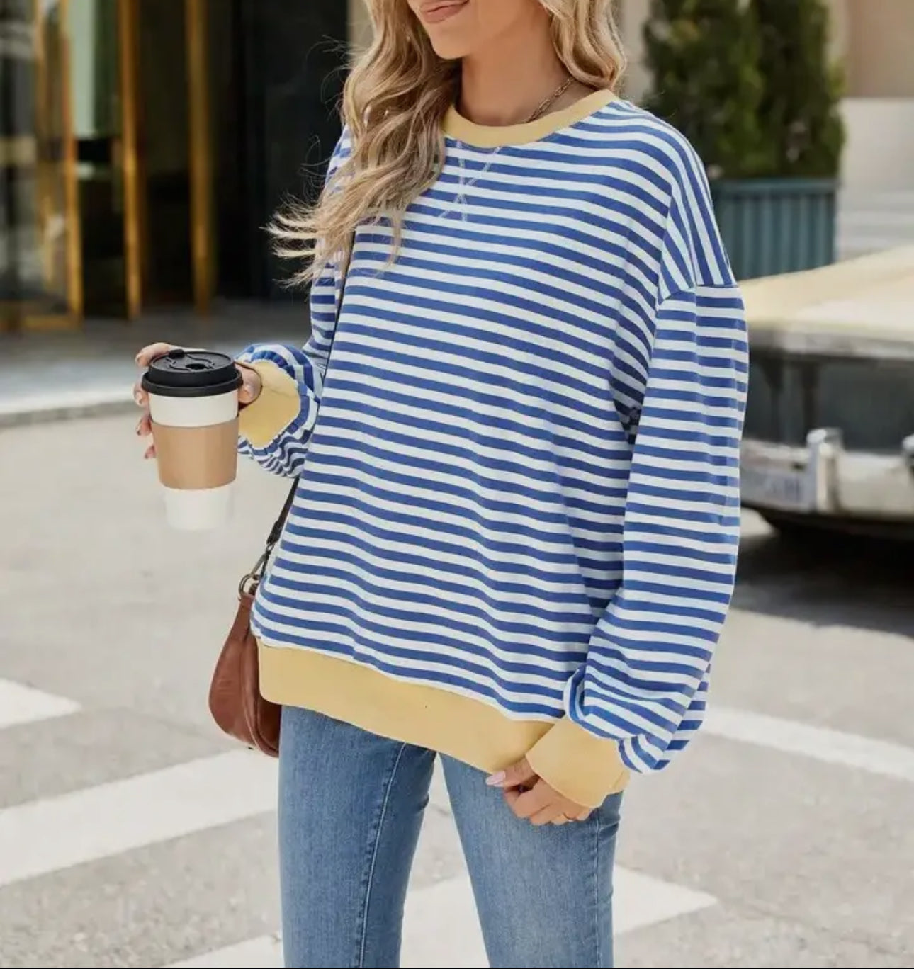 White Striped Sweatshirt