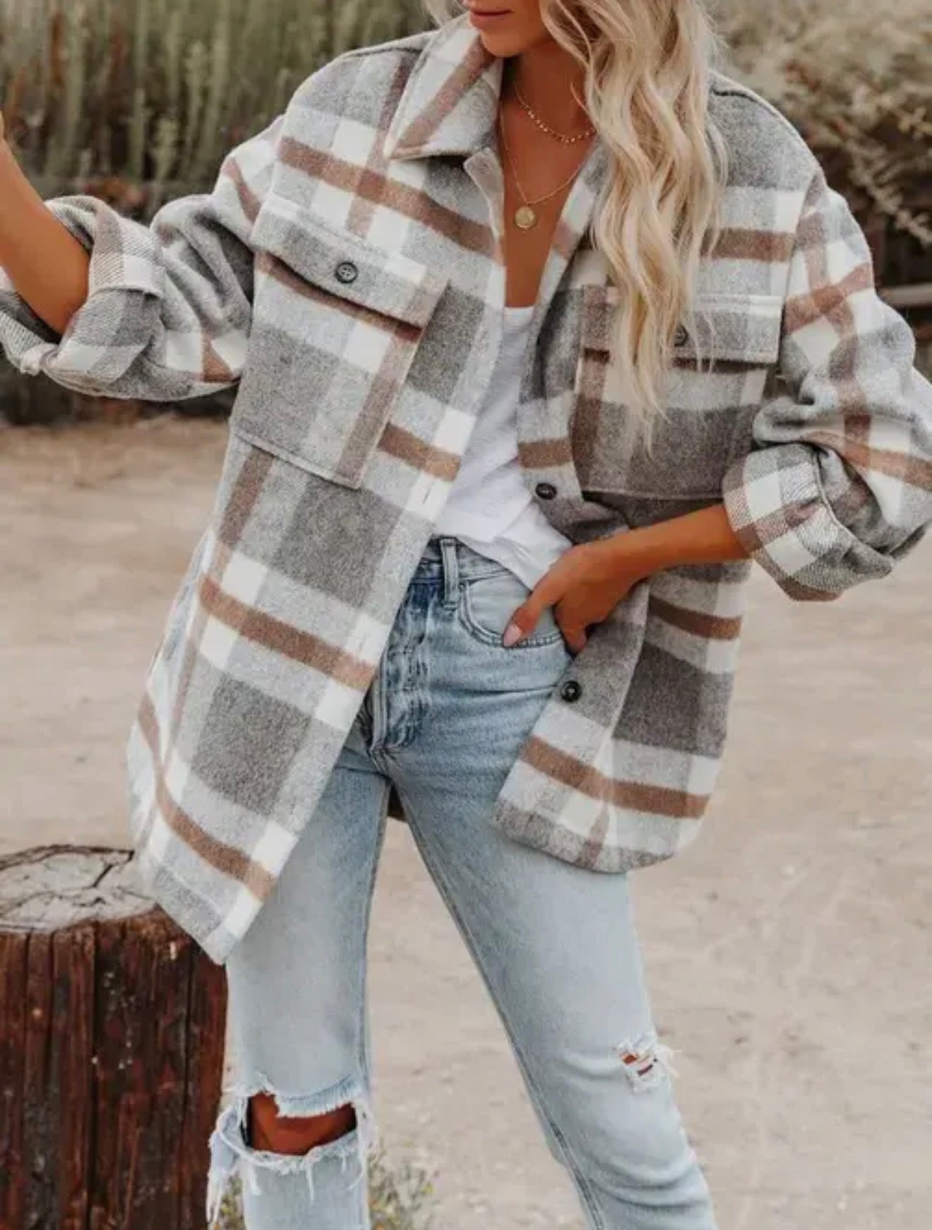 Gray Plaid Shacket