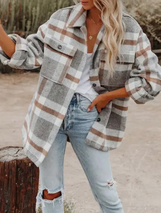 Gray Plaid Shacket