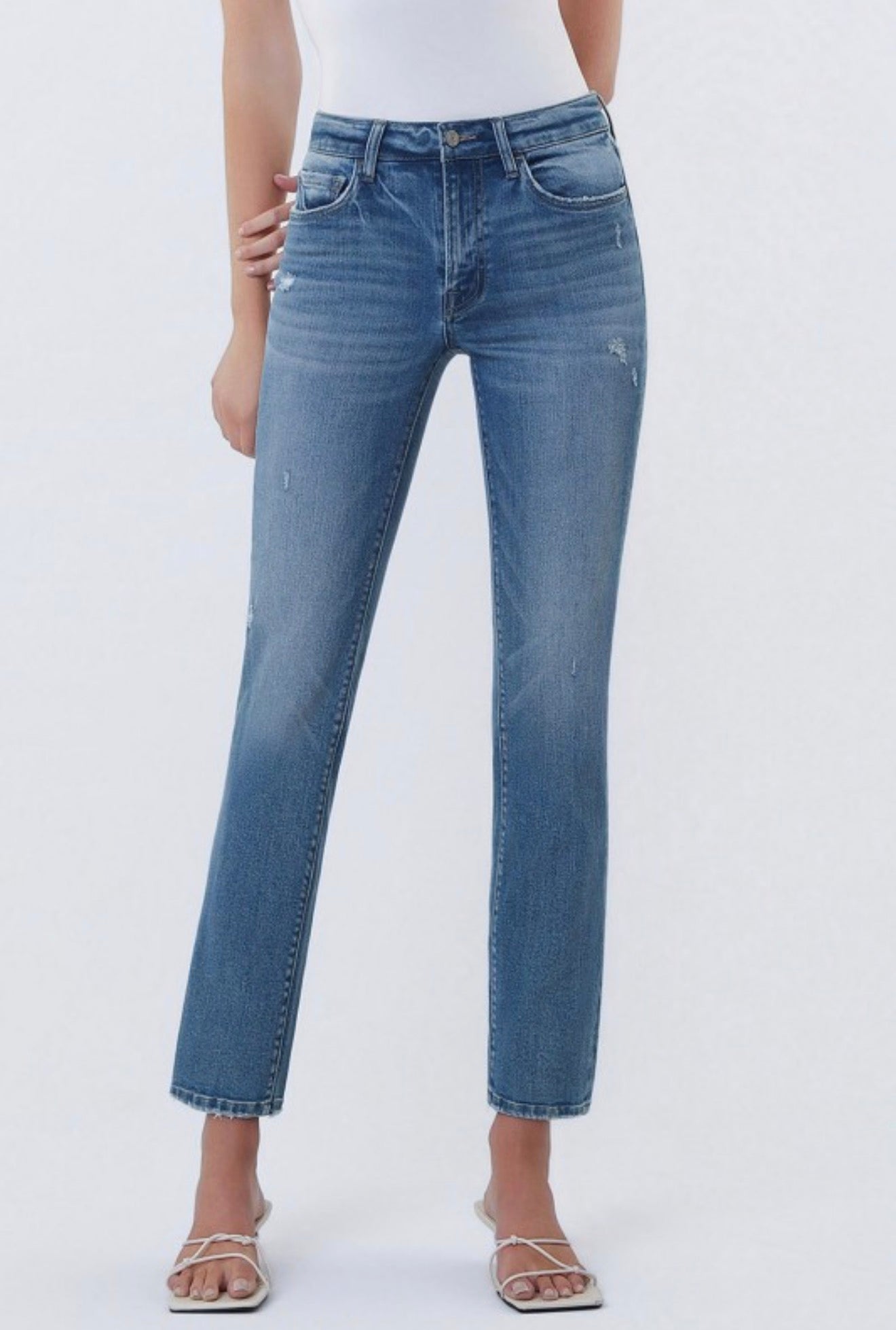 Mid Rise Ankle Jeans