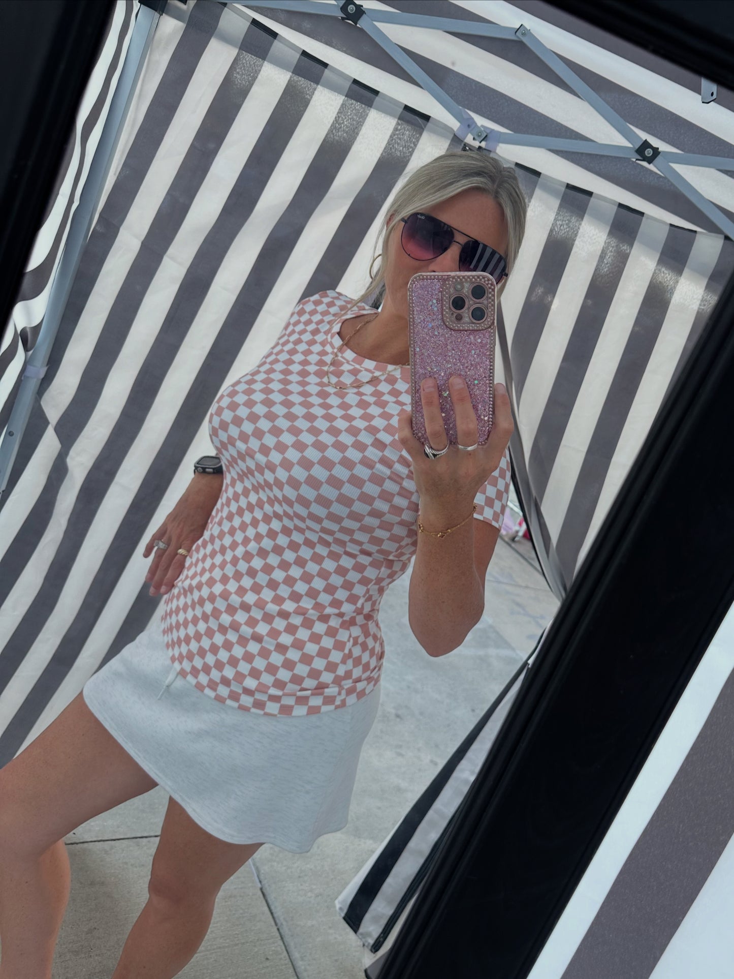 Pink Checker Top