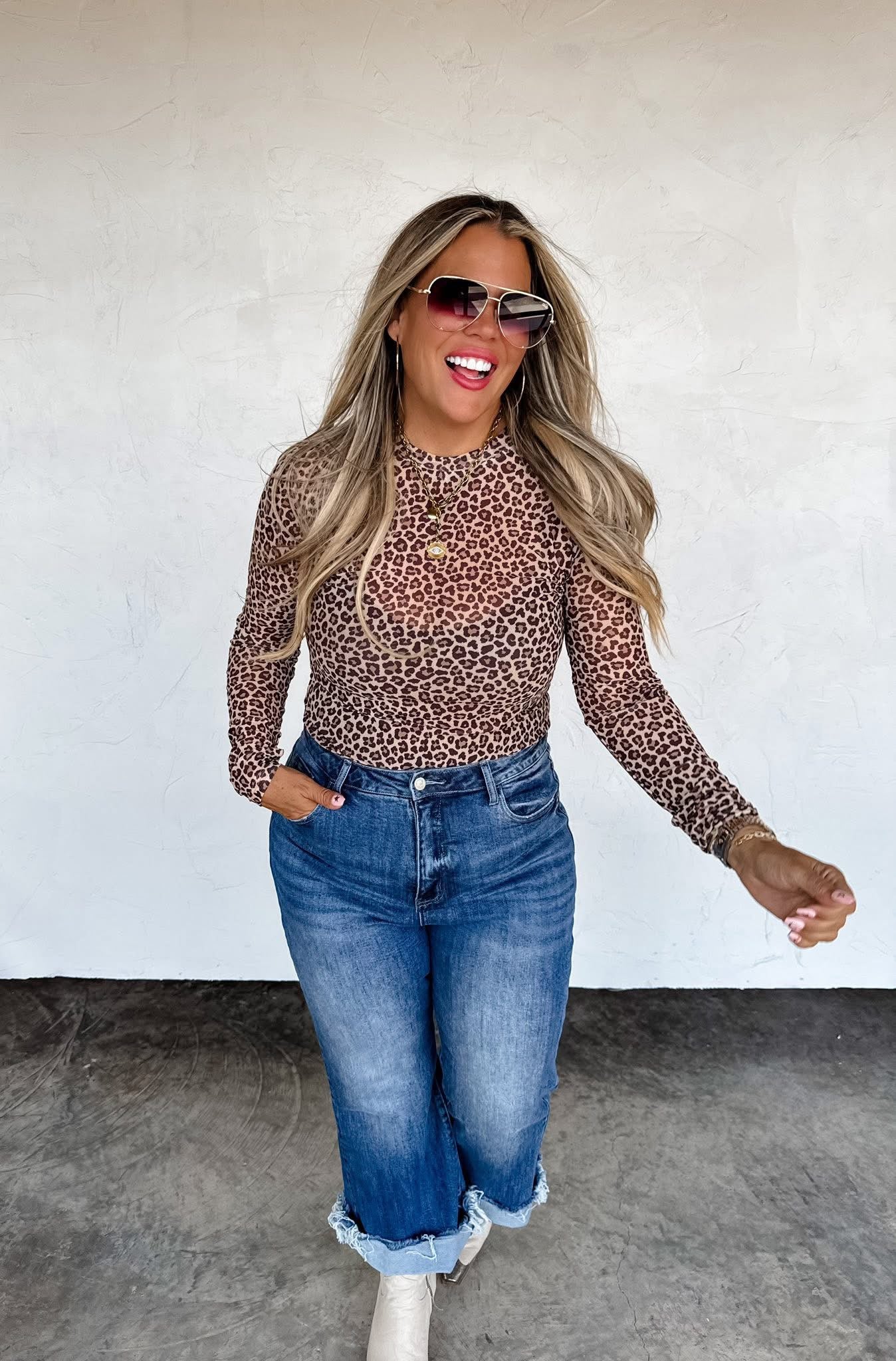 Leopard Mesh Top