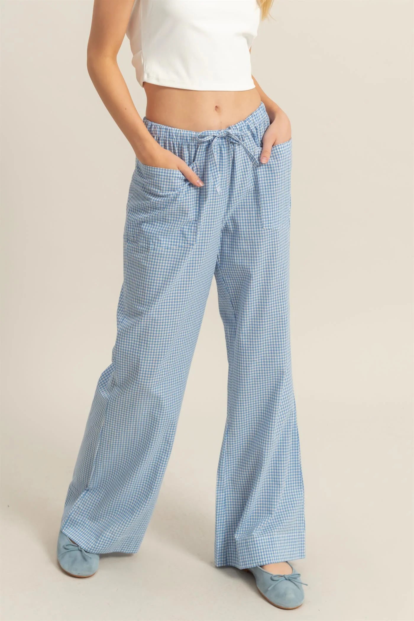 Blue Gingham Pants