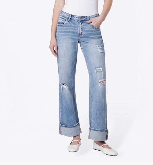 Cuffed Wide Leg Jeans