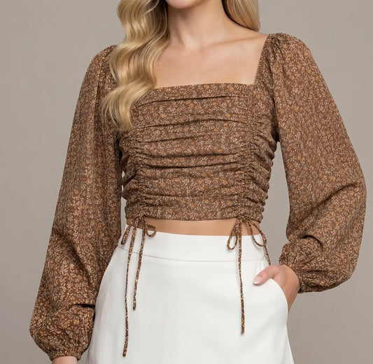 Brown Ruched Top