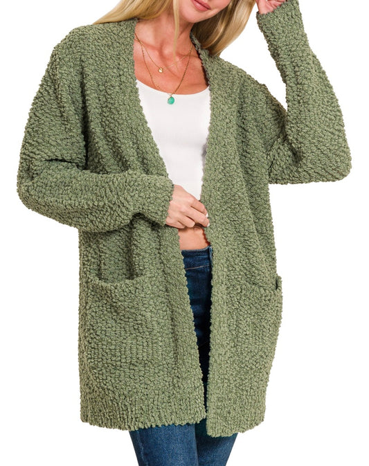 Popcorn Cardigan Olive