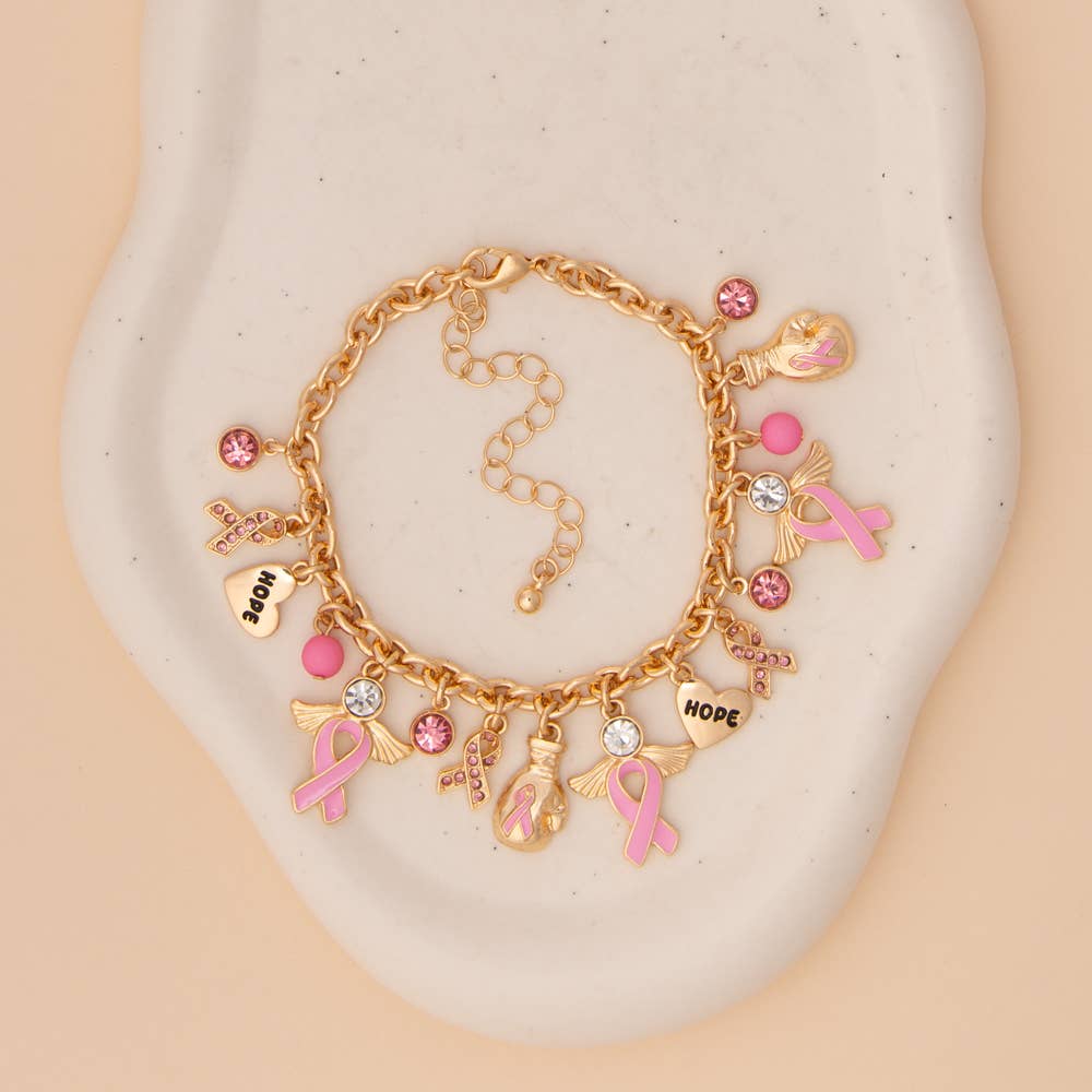 Breast Cancer Awareness Charm Bracelet