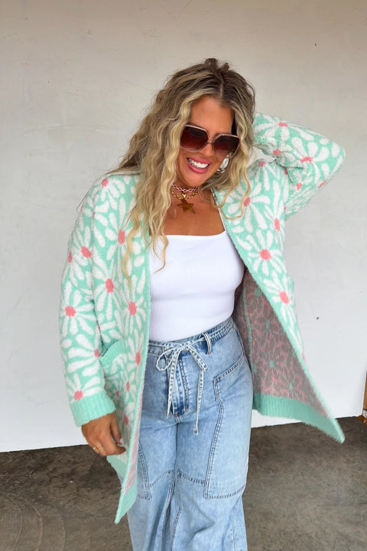 Mint Daisy Cloud Cardigan