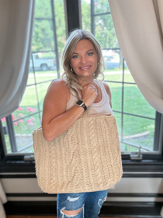 Cable Knit Tote