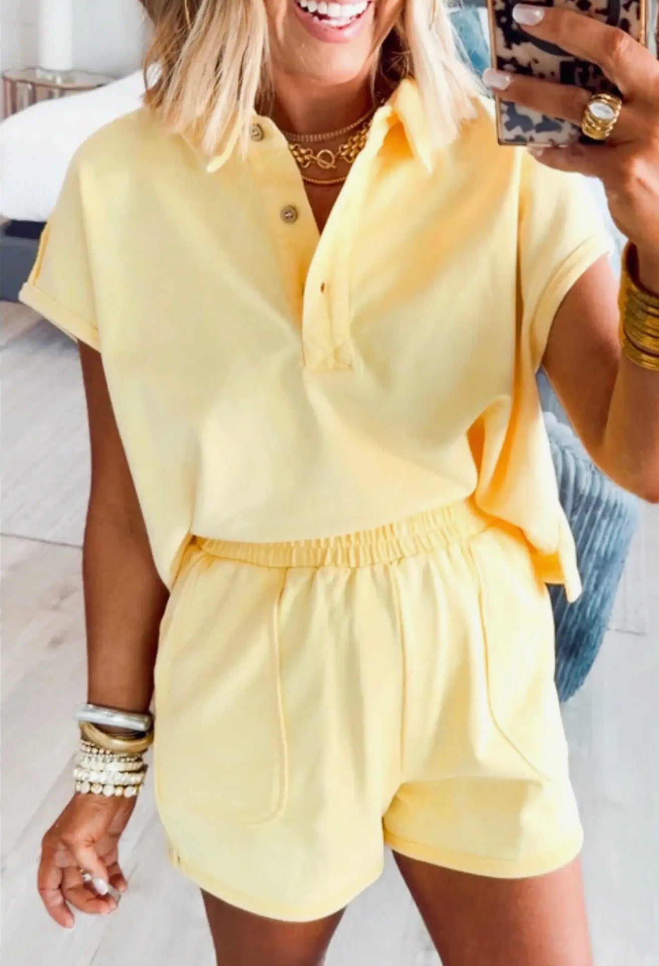 Yellow Shorts Set