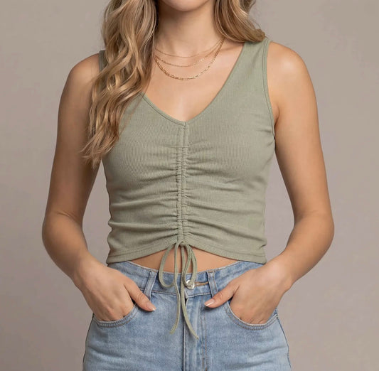 Sage Ruched Tank Top
