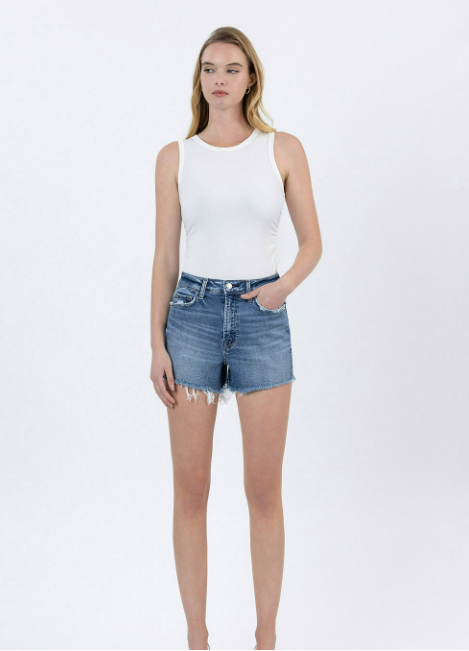 High Rise Fray Shorts