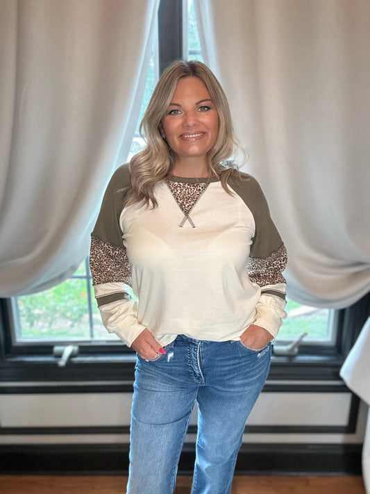 Raglan Olive Sleeve Top