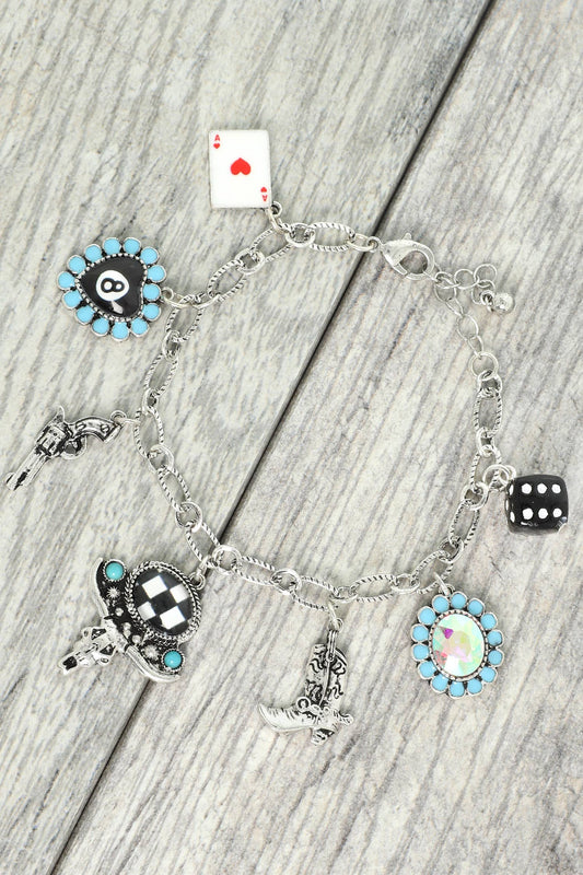 Western Theme Multi Charm Bracelet