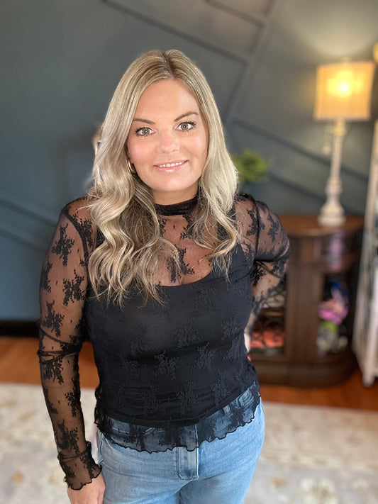Black Lacey Layering Top