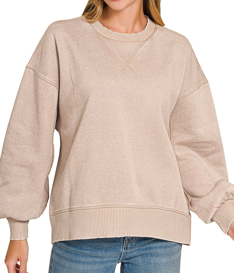 Tan Acid Wash Sweatshirt