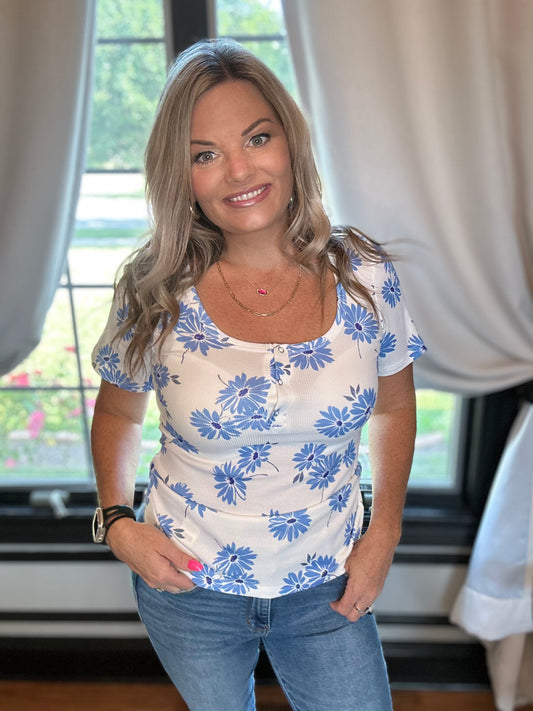 Blue Flower Top