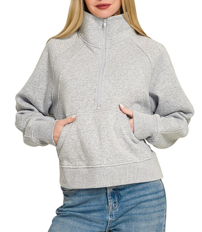 Fleece Half Zip Gray