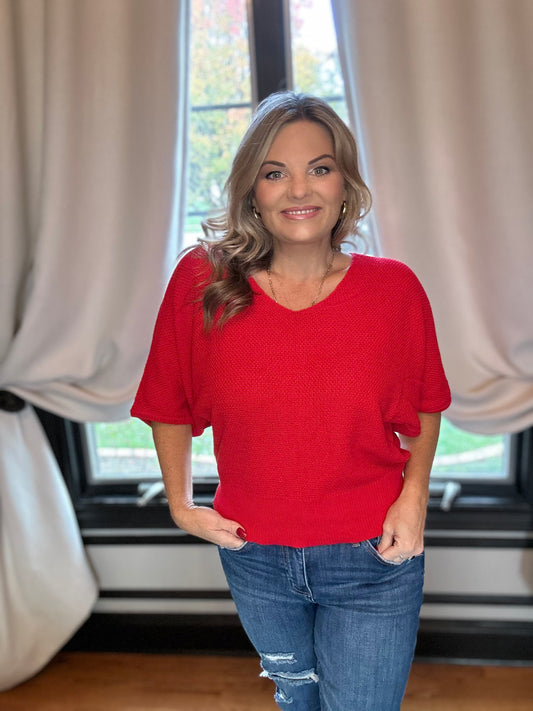 Red Puff Sleeve Top