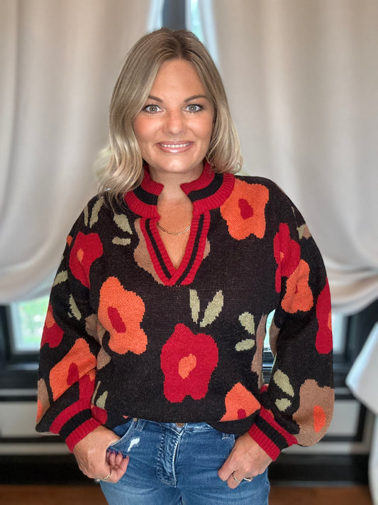 Black Floral Sweater