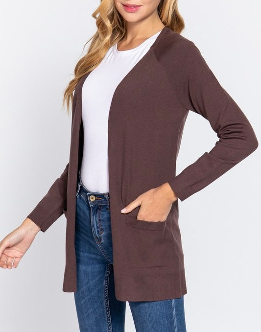 Brown Open Cardigan