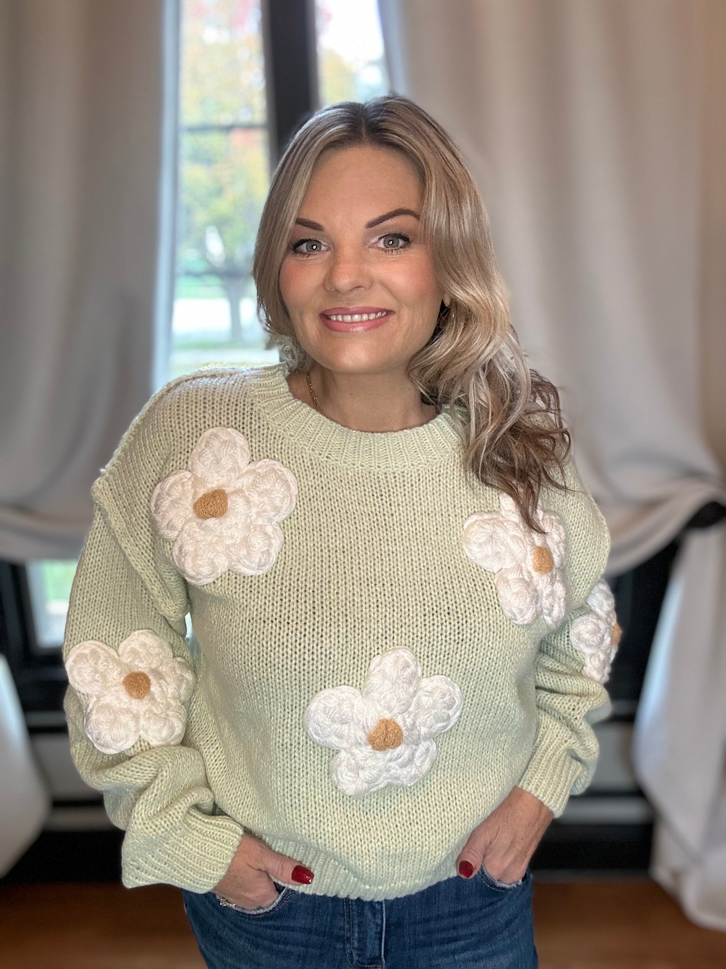 Sage Flower Sweater