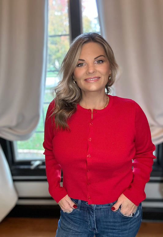 Button Up Red Cardigan