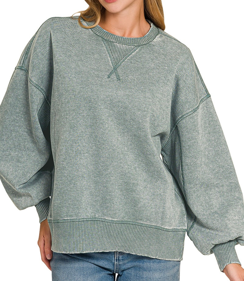 Green Acid Wash Sweatshirt
