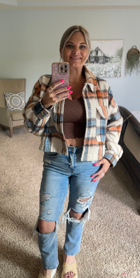 Plaid Crop Jacket