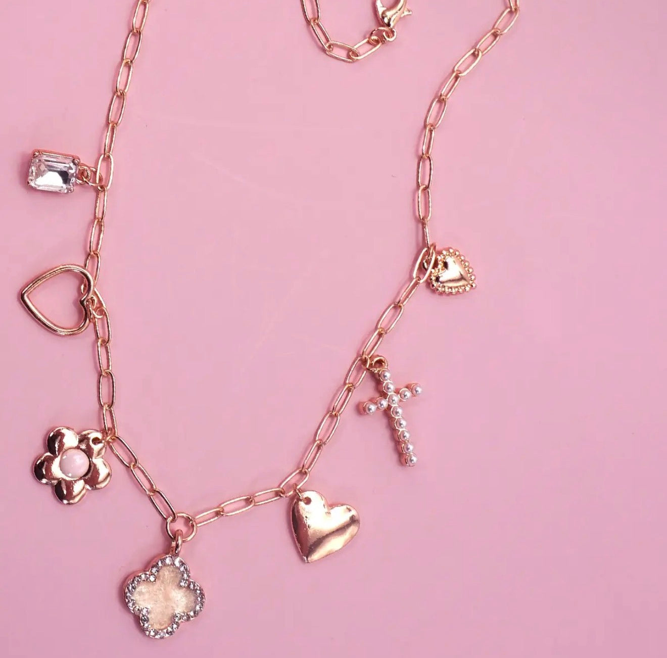 Gold Flower Charm Necklace
