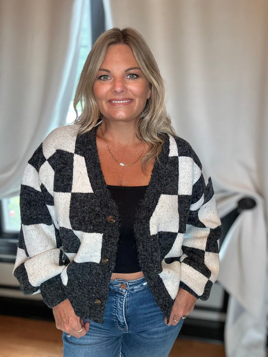 Checker Cardigan