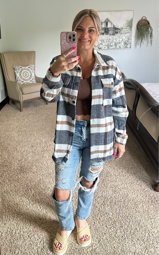 Blue Plaid Flannel Shirt