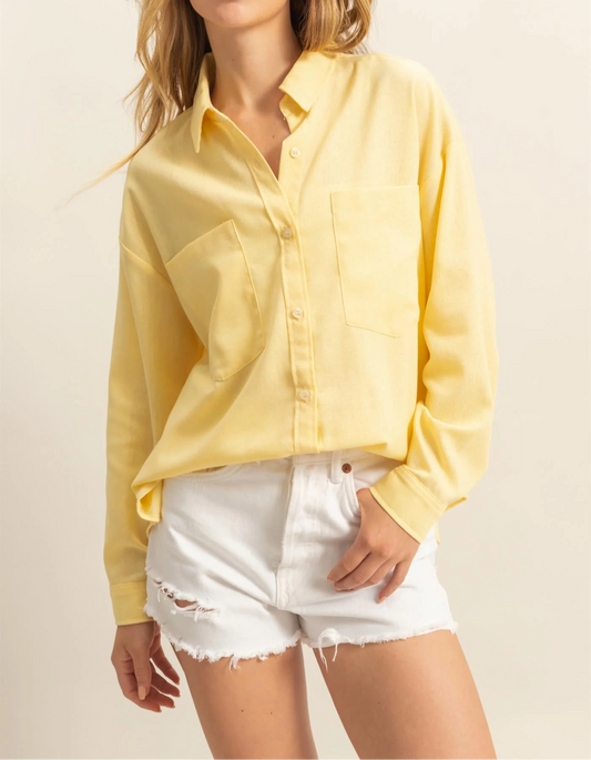 Yellow Button Up Top