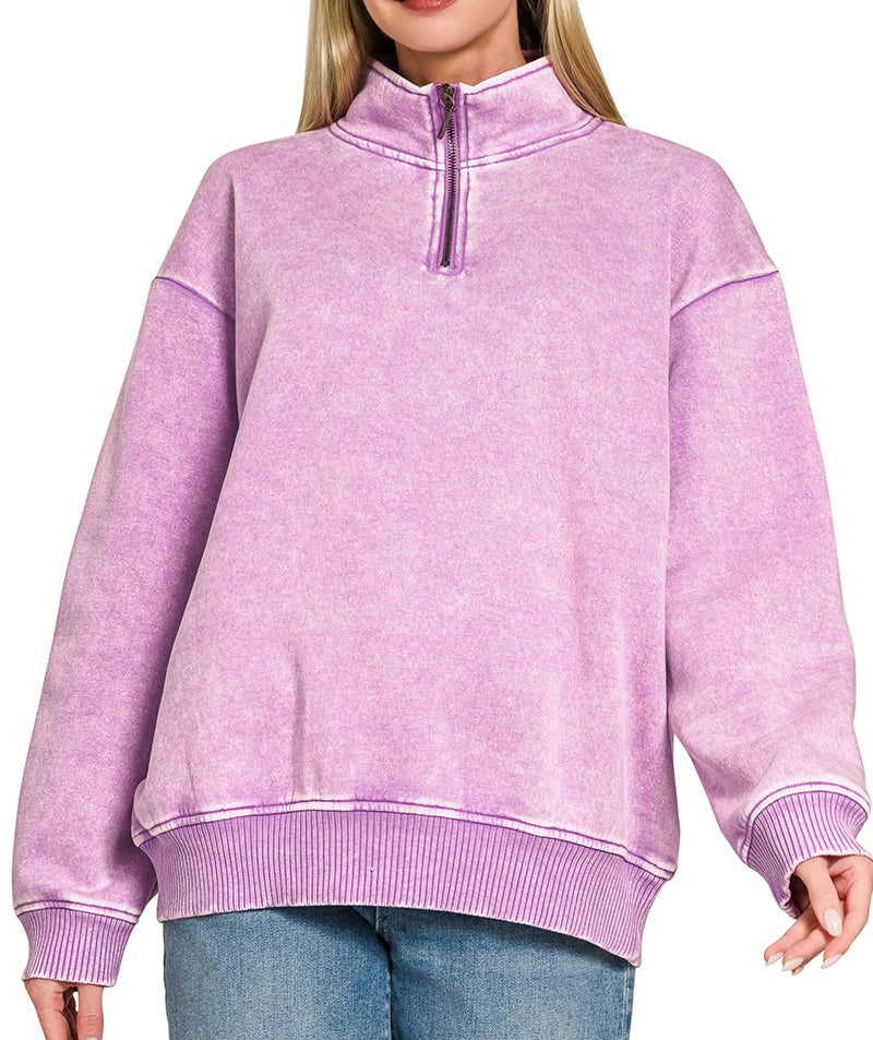 Purple Acid Wash Half Zip