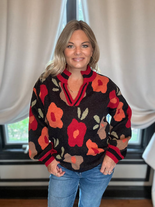 Black Floral Sweater