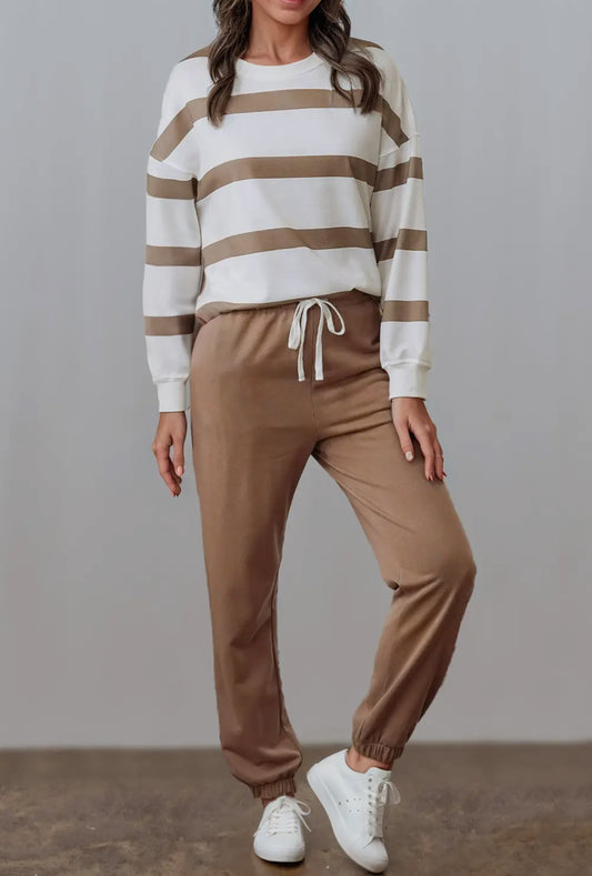 Tan Striped Lounge Set