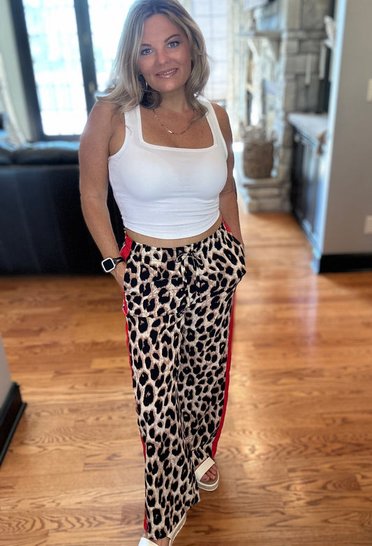 Leopard Pants Red Stripe